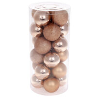 Набір ялинкових куль 6см, 24шт; колір - карамель, 12шт - глянець, по 6шт - гліттер, мат 147-547