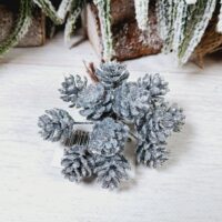 Декоративні міні-шишки 12шт в пучку 12см срібло 839-224