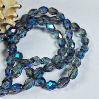 Скло крапля 6*8мм 60-65шт синя з веселковим переливом d68312