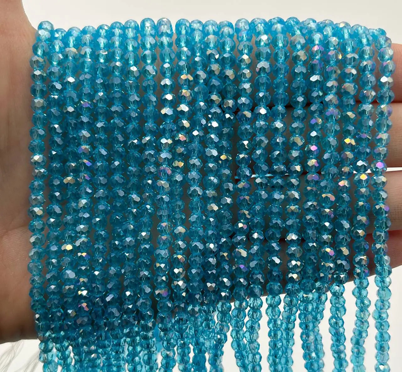 Намистини Рондель 4*3мм 110шт Бірюзовий АБ БХ342