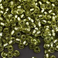 Бісер 78652 Preciosa 10/0 салатовий темний кристальний з блискучим срібним отвором 25г