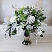 Новорічна композиція "Срібне сяйво" срібло 30*37см