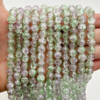Намистини скляні Бите Скло 8мм 100шт Пудрово-салатовий ЕД844