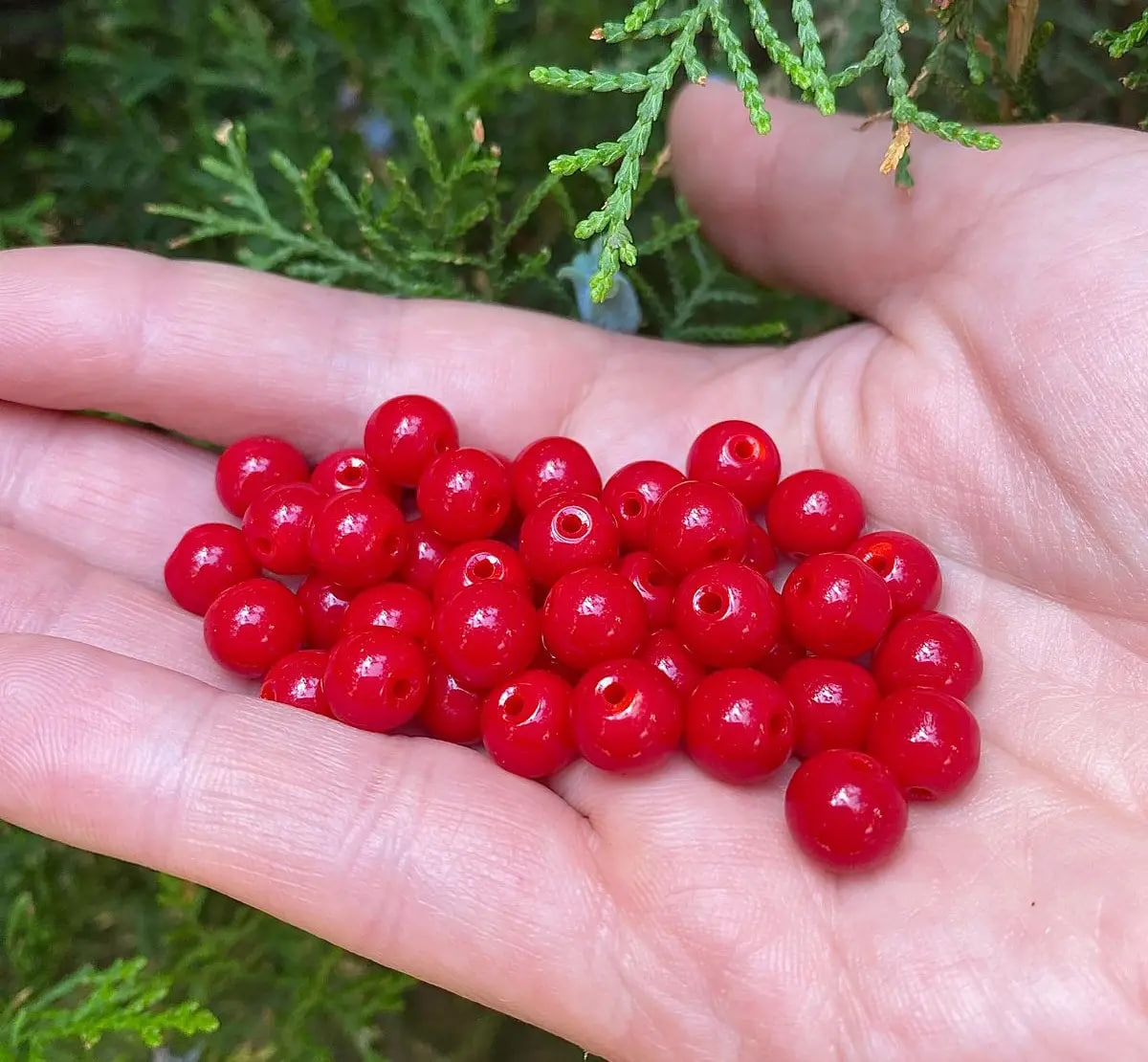 Намистини скляні Бите Скло 8мм 70шт Червоно-алий ЕД363