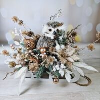 Новорічна композиція "Санчата" золото 35см