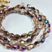 Скло крапля 6*8мм 60-65шт раухтопазова з фiолетовим металiком d68305