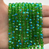 Намистини Рондель 6*4мм 85шт Зелений прозорий з бочком АБ БХ392