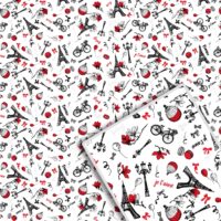 Подарочная упаковочная крафт бумага 70*100см Ейфелева башня бiла 1002БЛ