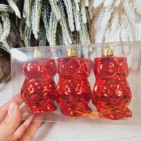 Набір ялинкових прикрас (3шт) Сова 8см 147-500