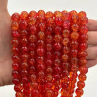 Намистини скляні Бите Скло 10мм 75шт Вогняний прозорий ЕД213