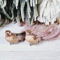 Декоративний птах на кліпсі 19см темно-рожевий 499-001