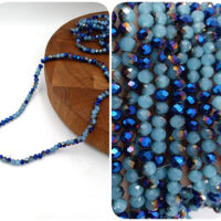 Намистини Рондель 6*4мм 85шт Синьо-блакитний непрозорий АБ з бочком БХ384