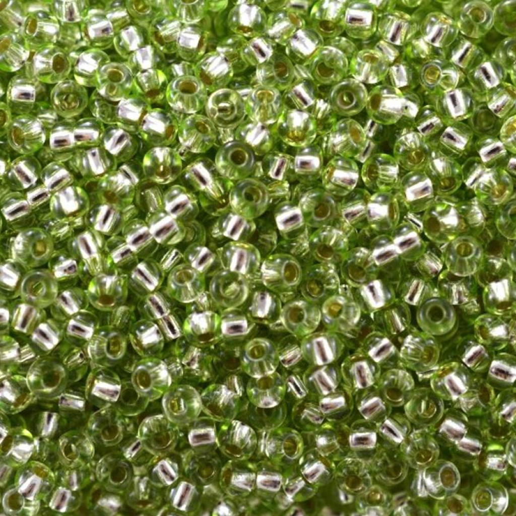 Бісер 78254 Preciosa 10/0 зелений кристальний з блискучим срібним отвором 25г