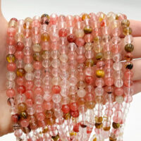 Намистини Полуничний кварц 6мм натуральний 58шт БХ062