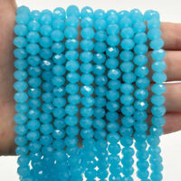 Намистини Рондель 8*6мм 70шт Аквамарин насичений напiвпрозорий БХ430