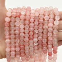 Намистини зі скла Крижані Кракле 8мм 100шт Рожевийй ЕД402