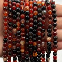 Намистини Агат натуральний 6мм 58шт чорно-оранжевi БХ-158