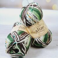 Алізе Вултайм (Alize Wooltime) 100г/200м 11021 бежево-зелений