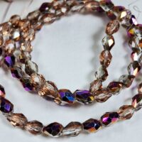 Скло крапля 4*6мм 60-63шт раухтопазова з рожевим металiком d46305