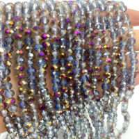 Намистини Рондель 6*4мм 85шт Сiрий з лiловим бочком прозорий АБ БХ381