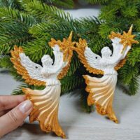 Фігурка пластик Янгол iз зiркою 14,5*9см бiлий з золотом 619140