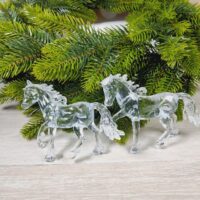 Фігурка пластик Кінь 13*10см прозорий з білим блиском 619380