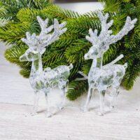 Фігурка пластик Олень 15*7см прозорий з блиском срiбло 619397