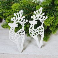 Фігурка пластик Олень 13,5*6см бiлий з вензелями з блиском 619151