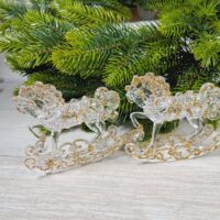 Фігурка пластик Кінь на санях 10*9см прозорий з золотим декором 612583