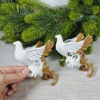 Фігурка оксамит Жарптиця 14*7см бiлий з шампань 612559