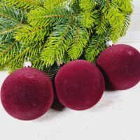 Набір ялинкових куль 80мм оксамит марсал 6шт 680268