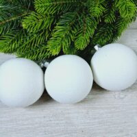 Набір ялинкових куль 80мм оксамит бiлий 6шт 680148