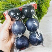 Набір ялинкових куль 60мм чорнi глянець,матовi, глiтер 6шт 661096