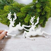 Фігурка оксамит Олень 14*11,5см бiлий з блиском 619224