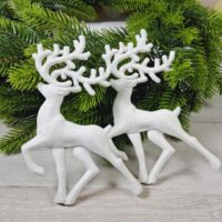 Фігурка оксамит  Олень 14,5*8см бiлий з блиском 619300