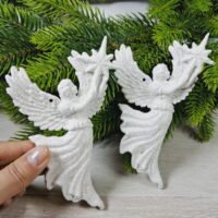 Фігурка пластик Янгол iз зiркою 14,5*9см бiлий з блиском 619141