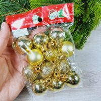 Набір ялинкових куль 30мм золото глiтер,матовi,глянець 12шт 630021