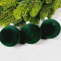 Новорічна іграшка куля 6см зелений оксамит 660184