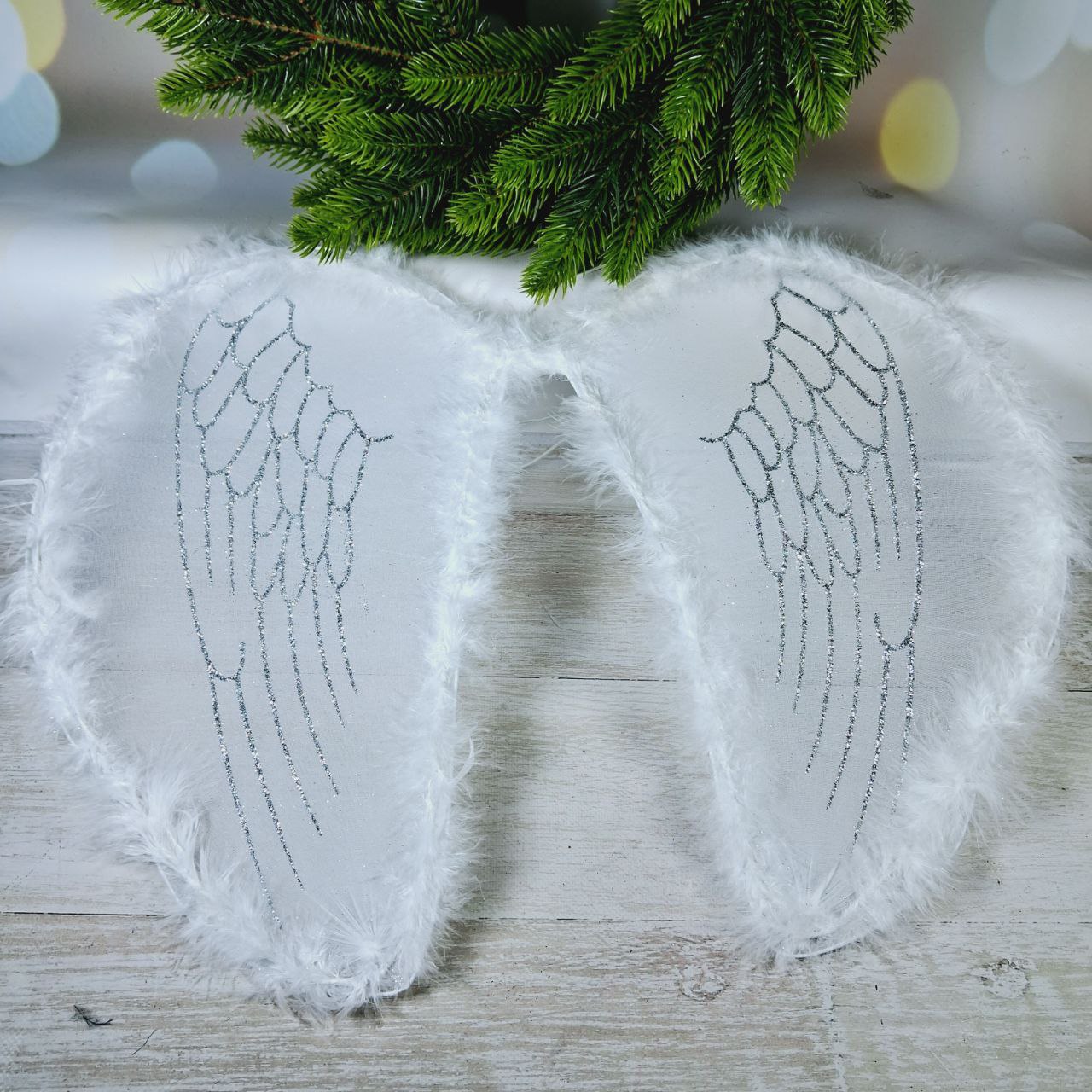 Крила Янгола білі з блиском 40см 691081