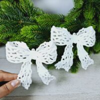 Фігурка оксамит Бантик 11*10см бiлий зi срiблом 612567