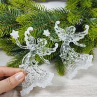 Фігурка пластик Фея з зiркою 12см прозорий з блиском срiбло 619241