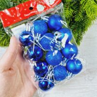 Набір ялинкових куль 30мм синi глянець,матовi, глiтер 12шт 630022