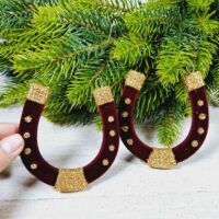 Фігурка оксамит Підкова 8*9см бордо з золотим блиском 612766