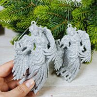 Фігурка пластик Янгол з арфою 12*7см срiбло 612451