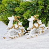 Фігурка оксамит Козуля 10*9см бiлий з золотом 612408-1