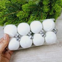 Набір ялинкових куль 40мм оксамит бiлий 8шт 640130