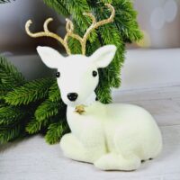 Фігурка оксамит Олень 20*21см молочний 612349-1