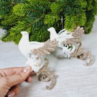 Фігурка оксамит Жарптиця 14*7см бiлий з капучино 612378