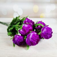 Букет півонії на 9 голів фiолетово-бiлий SV-036