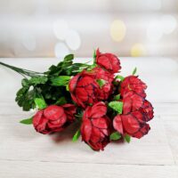 Букет півонії на 9 голів червоний з чорним SV-036